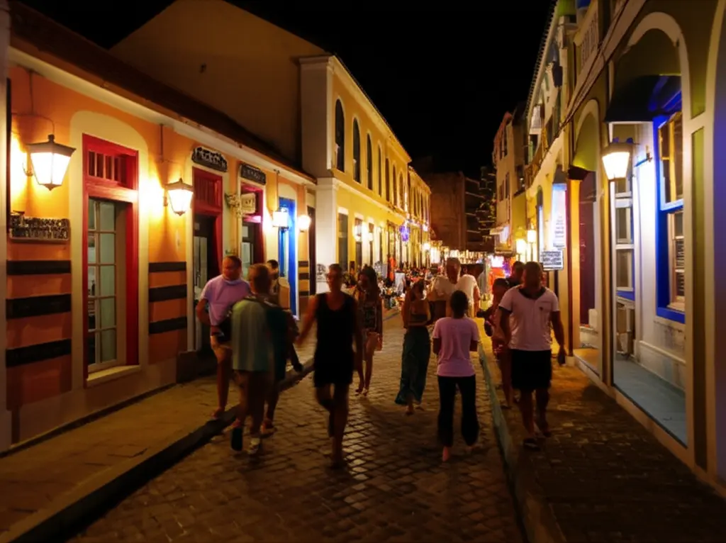 Calle nocturna en Puerto Barrios