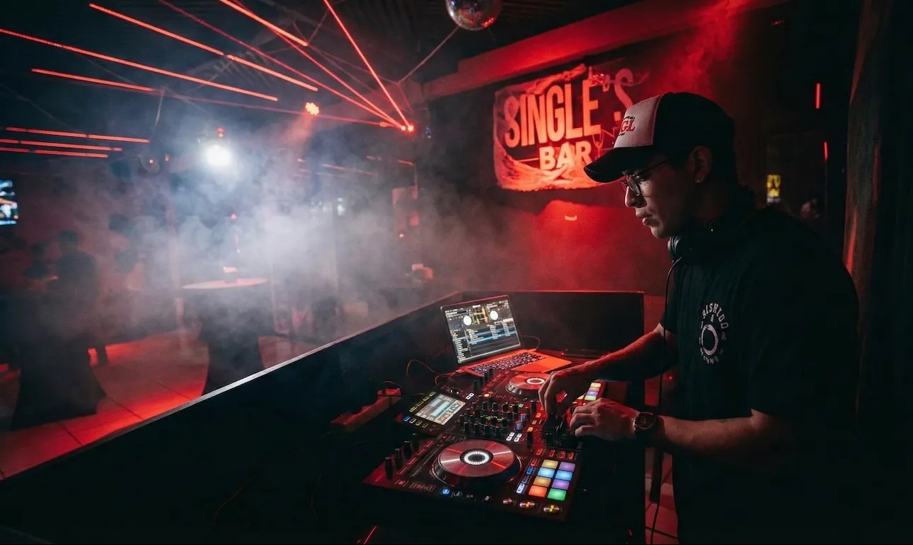 DJ OGX y DJ Baby en la cabina de Single's Bar