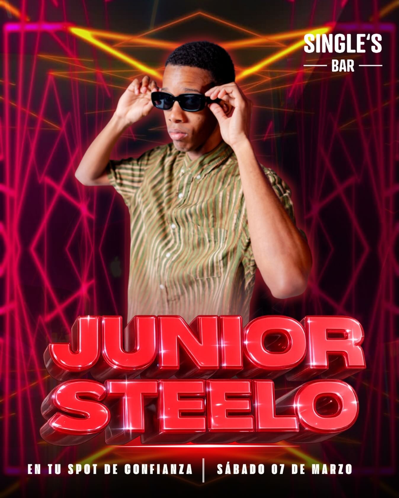 Sábado con DJ JUNIOR STEELO🔥
¡No te lo puedes perder!
Te esperamos🕺🏻
#singlesbar